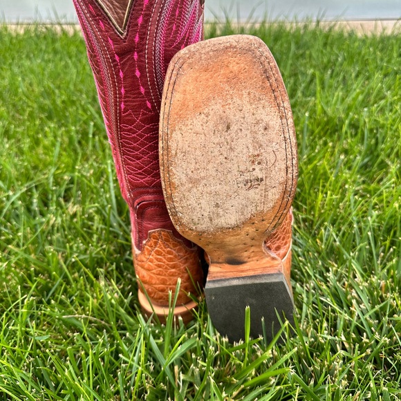 Ariat Caiman Exotic Leather Cowboy Boots Pink Women Western Boots 9B - Picture 6 of 8